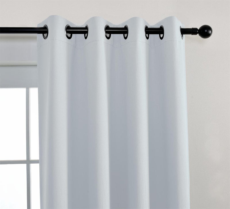 MIUCO Blackout Curtains Room Darkening Curtains Textured Grommet Window Curtains for Living Room 2 Panels 52x84 Inch Long Greyish White - Image 2